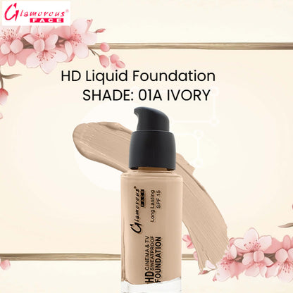 Glamorous Face HD Liquid Foundation (01 A Ivory)