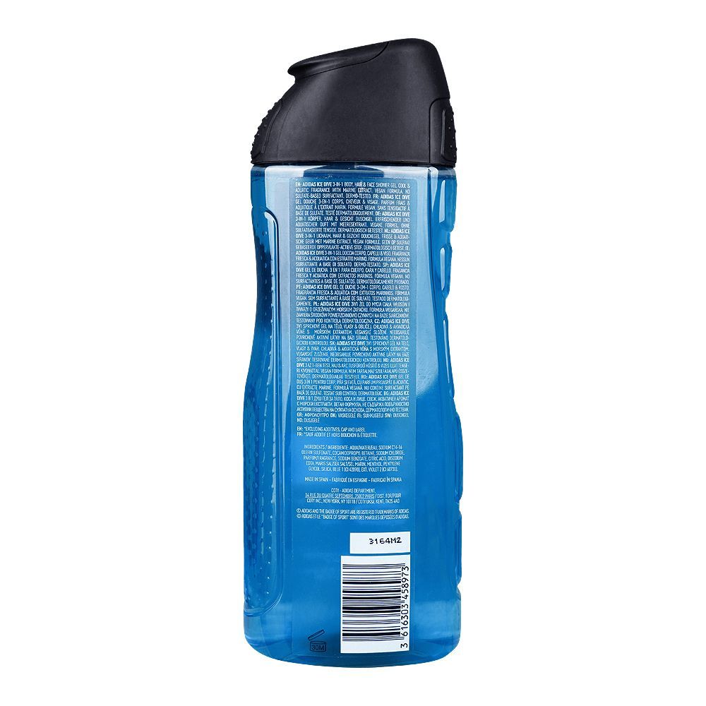 Adidas Ice Dive 3-in-1 Body, Hair & Face Wash Shower Gel 400ml