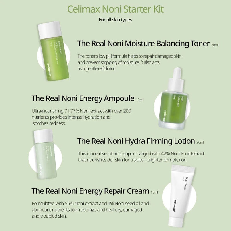 Celimax Noni Starter Kit Calming & Radiance Skincare Set Healthy Glowing Skin Care (K Beauty)