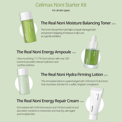 Celimax Noni Starter Kit Calming & Radiance Skincare Set Healthy Glowing Skin Care (K Beauty)