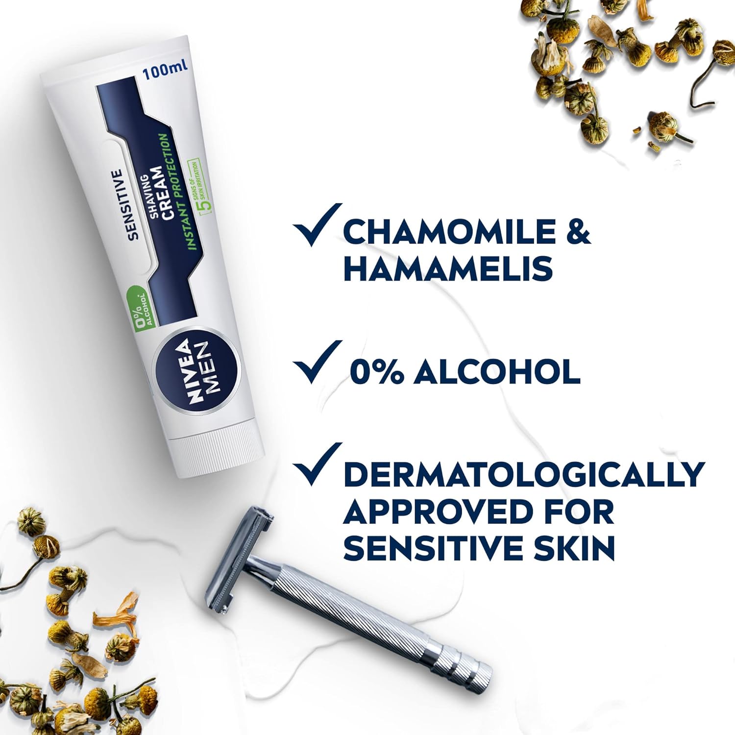 Nivea Men Sensitive Shaving Cream Instant Protection 100 ml Gentle Care & Smooth Shave for Sensitive Skin
