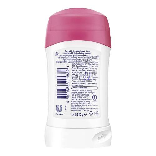 Dove Beauty Finish New & Improved 1/4 Moisturizing Cream 48H Anti-Perspirant Deodorant Stick 40g