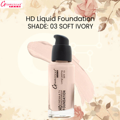 Glamorous Face HD Liquid Foundation (03 Soft Ivory)