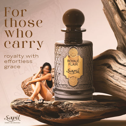 Sapil Royale Flair Eau de Parfum for Men & Women 100ml - Long Lasting Luxury Floral Woody Fragrance Perfume with Elegant Unis