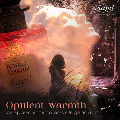 Sapil Royale Charm Eau de Parfum for Men & Women 100ml - Long Lasting Luxury Floral Woody Fragrance Perfume with Elegant Unis