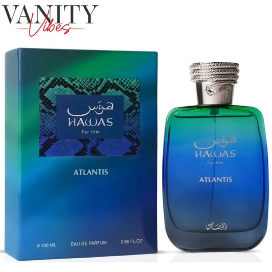Hawas Atlantis Eau De Parfum Spray 100ml by Rasasi Long-Lasting Fresh & Masculine Fragrance