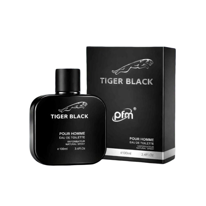 Tiger Black PFM Pour Homme Eau de Toilette 100ml - Long Lasting Deep Woody Spicy Fragrance Perfume for Men Strong Masculine N