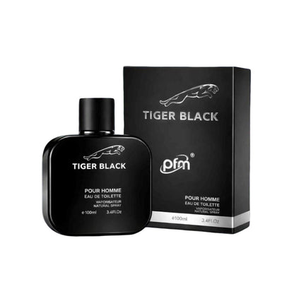 Tiger Black PFM Pour Homme Eau de Toilette 100ml - Long Lasting Deep Woody Spicy Fragrance Perfume for Men Strong Masculine N