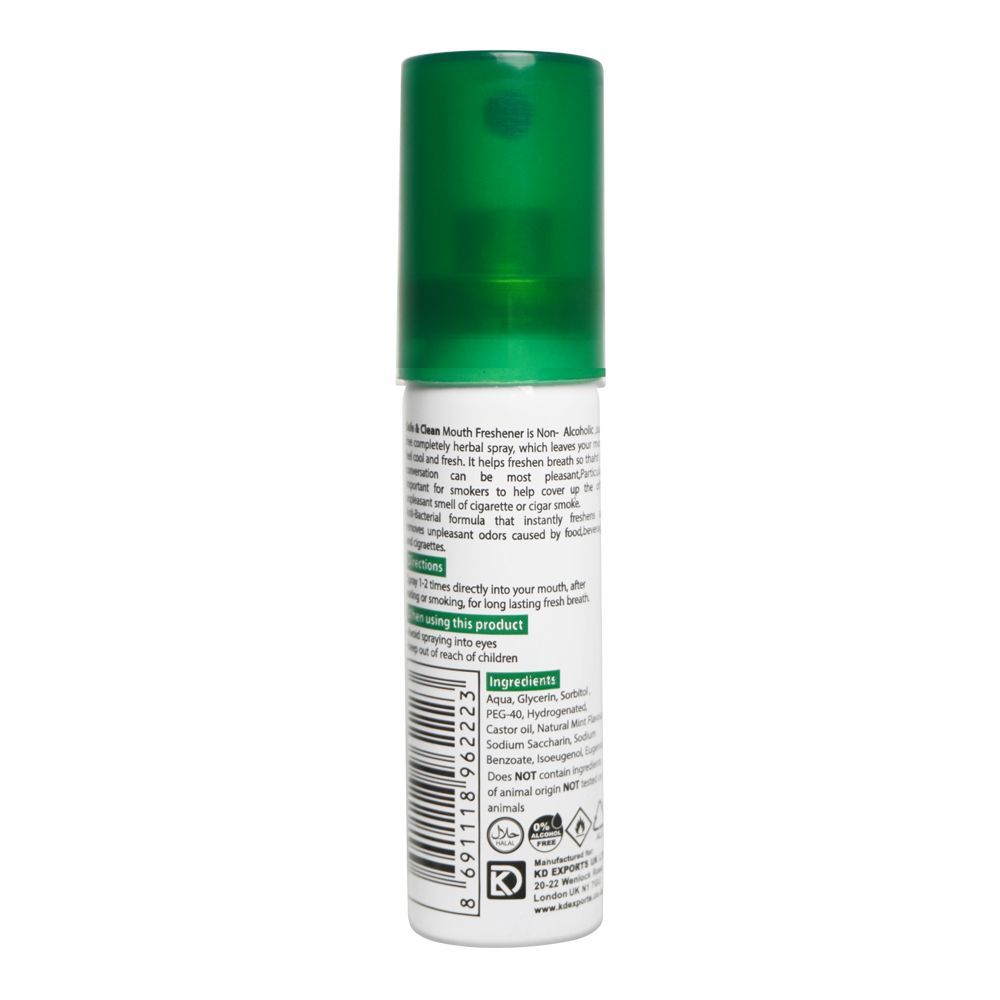 Safe & Clean Anti-Bacterial Cool Mint Mouth Spray 18ml Instant Fresh Breath