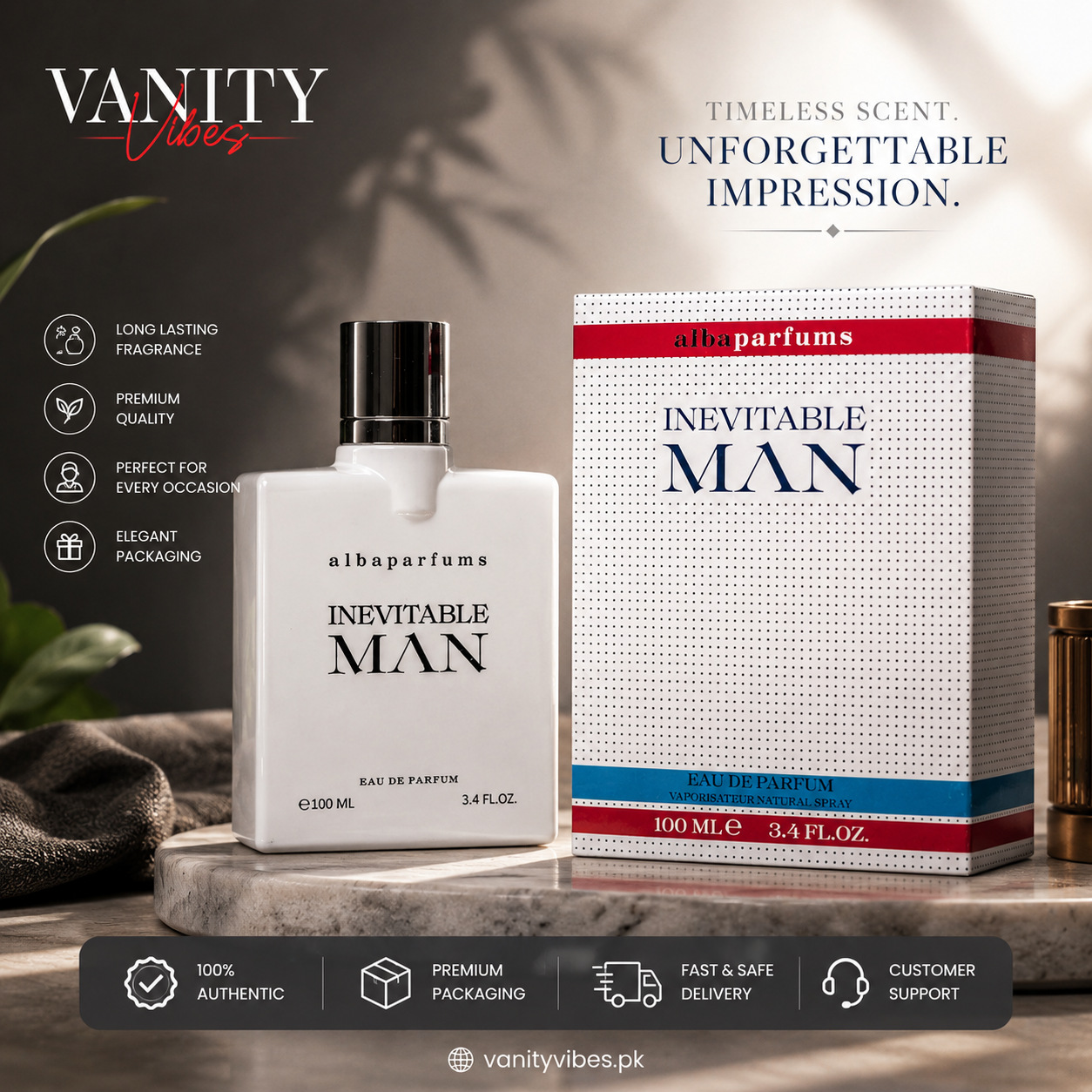 Alba Inevitable Man Eau de Parfum 100ml - Bold & Sophisticated Long Lasting Perfume for Men
