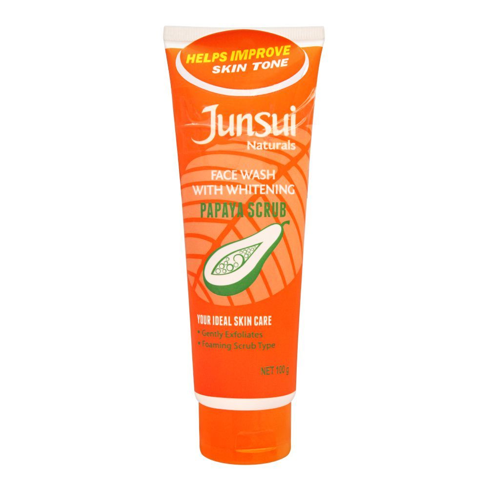 Junsui Papaya Scrub Whitening Face Wash 100g – Exfoliating Deep Cleansing Facial Scrub for Dead Skin Removal, Oil Control & B