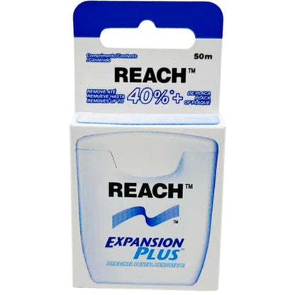 Reach 40% Expansion Plus Dental Dentotape 50m – Effective Floss for Thorough Cleaning Between Teeth
