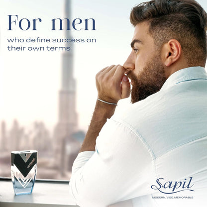 Sapil Iconic Eau de Toilette for Men 100ml - Long Lasting Masculine Fragrance Perfume with Fresh Woody Aromatic Notes, All Da