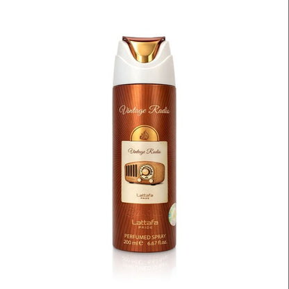 Lattafa Vintage Radio Body Spray 200ml – Long Lasting Bold Fragrance for Men & Women