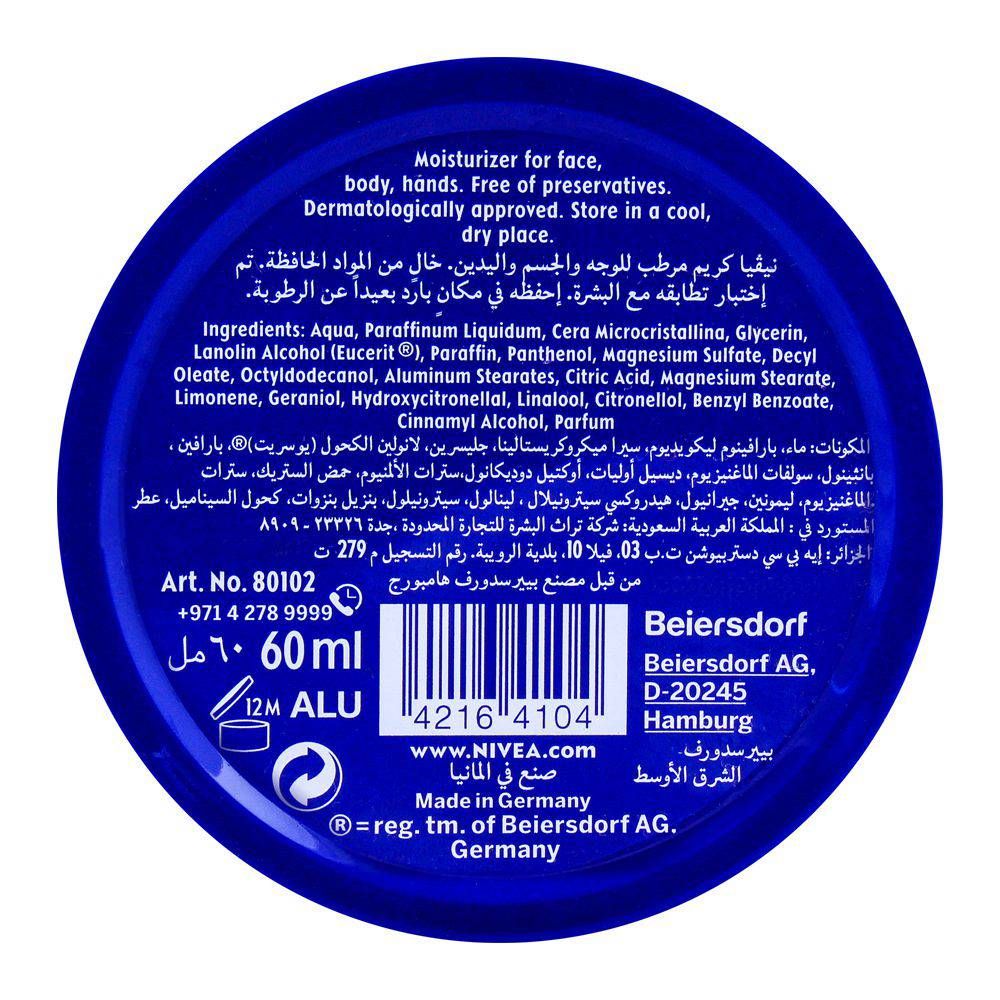 Nivea Creme Tin 60 ml Classic Deep Moisturizing Skin Care