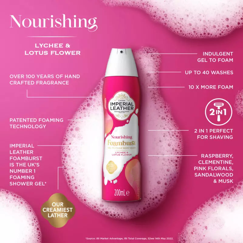 Imperial Leather Nourishing Foamburst Lychee & Lotus Flower Gel To Foam Shower Gel 200ml