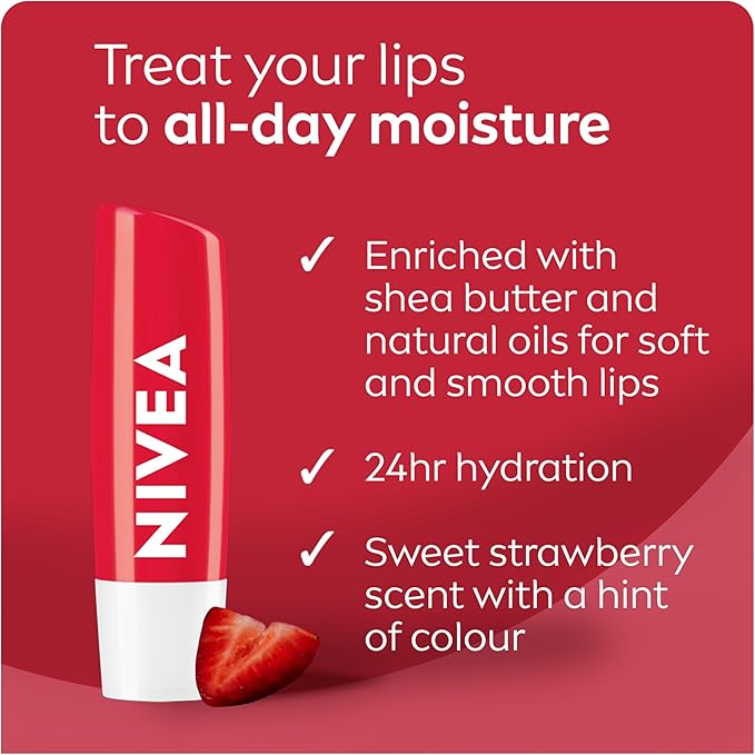 Nivea 24h Strawberry Shine Lip Balm 4.8g