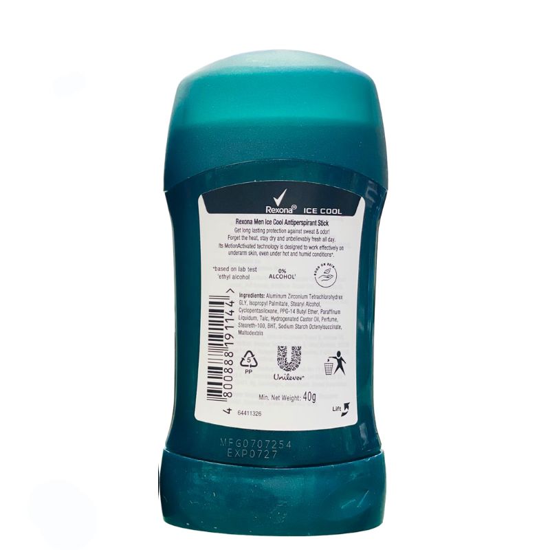 Rexona Men Ice Cool 48h Freshness Antiperspirant 40g – Long Lasting Sweat & Odor Protection Deodorant Stick for Men