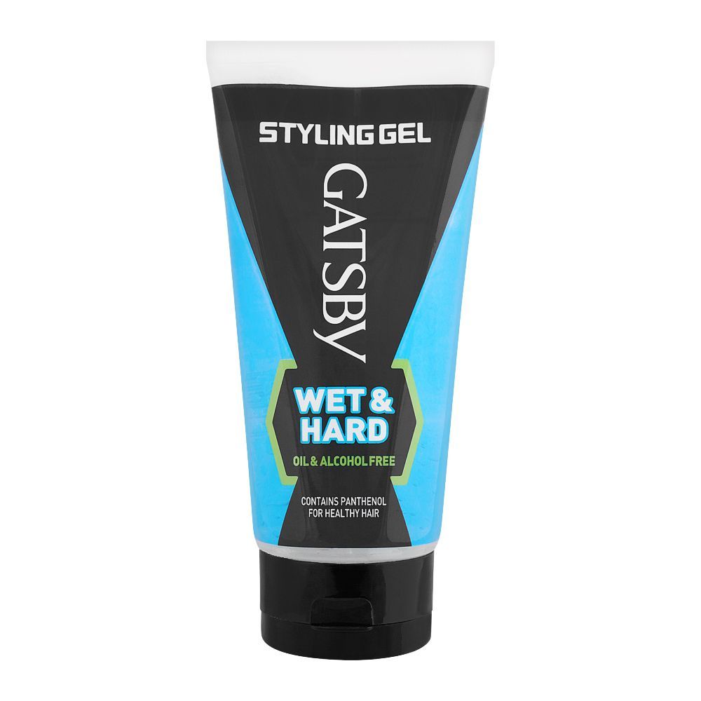 Gatsby Wet & Hard Hair Styling Gel 150ml - Oil Free & Alcohol Free Extra Strong Hold Gel for Wet Look Finish, Long Lasting Sh