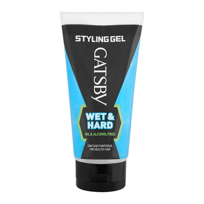 Gatsby Wet & Hard Hair Styling Gel 150ml - Oil Free & Alcohol Free Extra Strong Hold Gel for Wet Look Finish, Long Lasting Sh