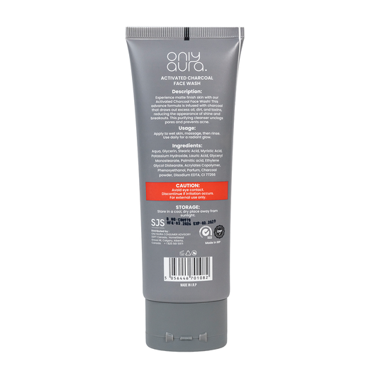 Only Aura Charcoal Face Wash 100ml - Deep Cleansing Skincare Face Wash for Oil Control, Dirt Removal, Pore Purification & Fre