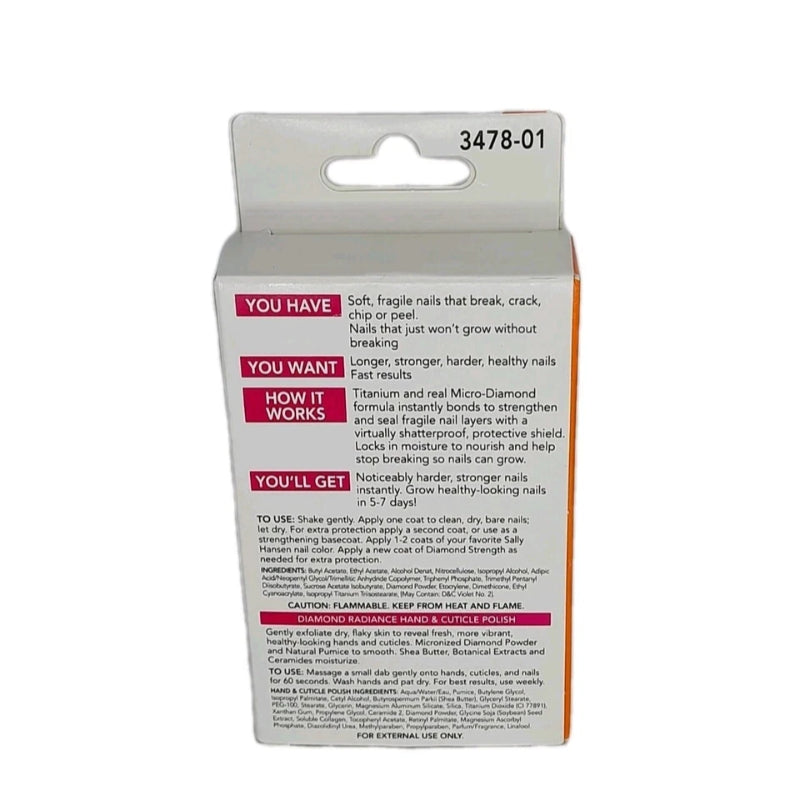 Sally Hansen Diamond Strength Instant Nail Hardener & Diamond Radiance Hand and Cuticle Polish