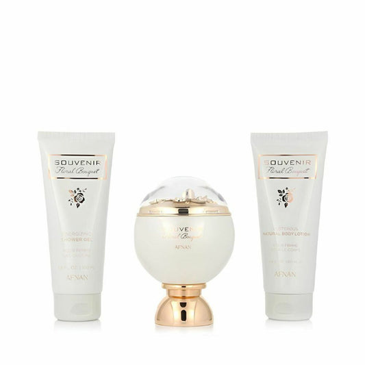 Afnan Souvenir Floral Bouquet Gift Set, EDP 100ml / Shower gel 100ml / Natural Body Lotion 100ml