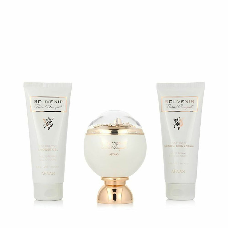 Afnan Souvenir Floral Bouquet Gift Set, EDP 100ml / Shower gel 100ml / Natural Body Lotion 100ml
