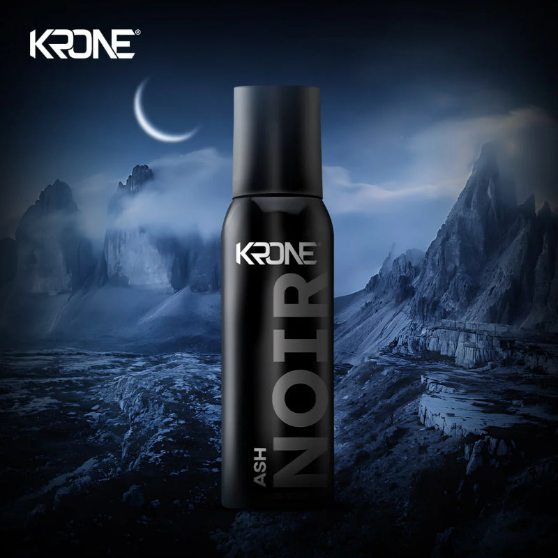 Krone Noir Ash Gas-Free Body Spray 120ml Long-Lasting Fresh & Masculine Fragrance