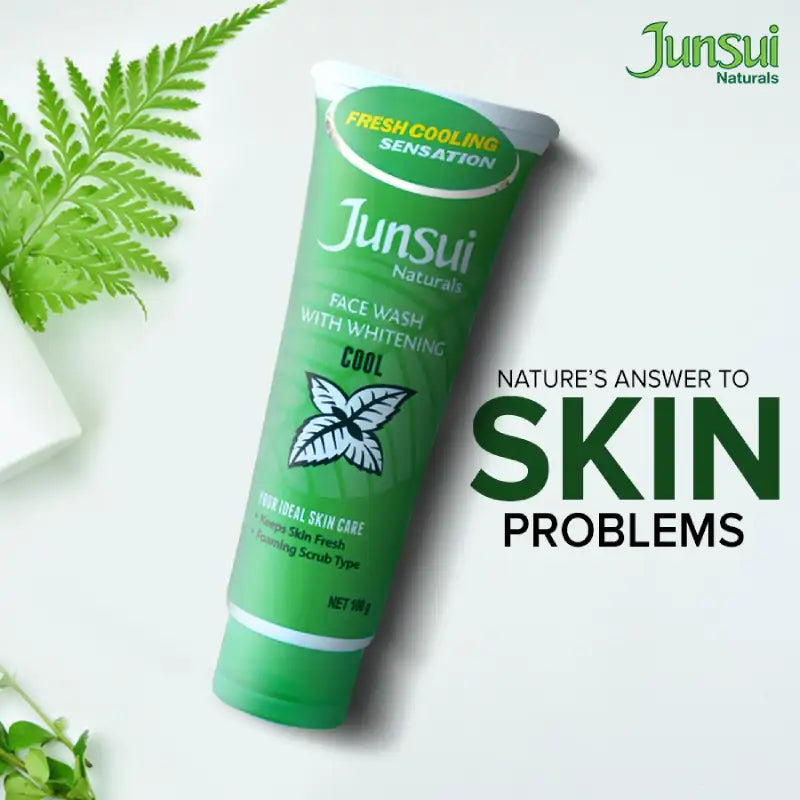 Junsui Cool Facial Wash 100g - Whitening Face Wash for Deep Cleansing, Oil Control & Instant Fresh Cooling Skin Refreshment