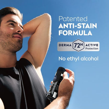 Nivea Men Black & White Invisible Antiperspirant Deodorant Spray Original 72H Active Protection 250ml