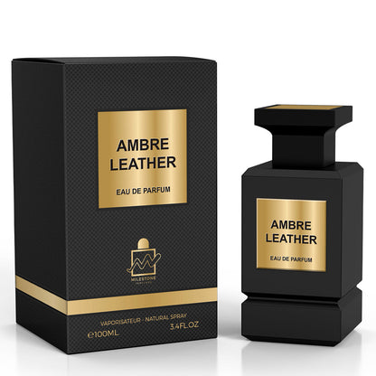 Milestone Parfums Ambre Leather Eau De Parfum 100ml – Long Lasting Luxury Leather Amber Fragrance for Men & Women