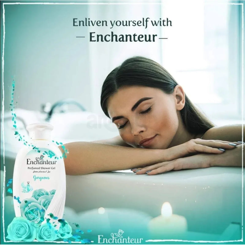 Enchanteur Gorgeous Perfumed Shower Gel 250ml - Deep Cleansing Moisturizing Body Wash with Long Lasting Floral Fragrance for 