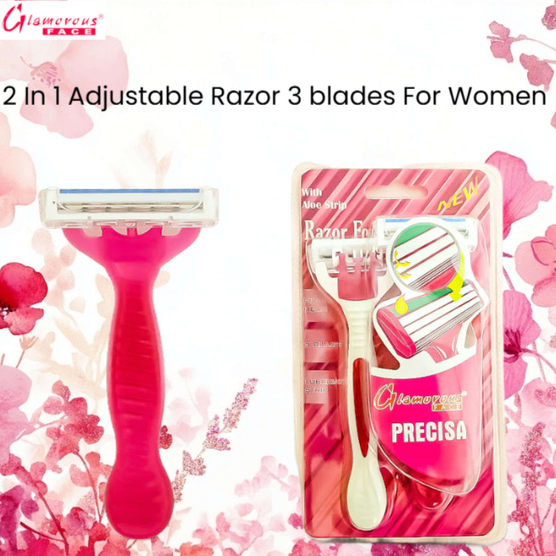 Glamorous Face 2 In 1 Adjustable Razor 3 blades For Women