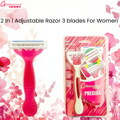 Glamorous Face 2 In 1 Adjustable Razor 3 blades For Women