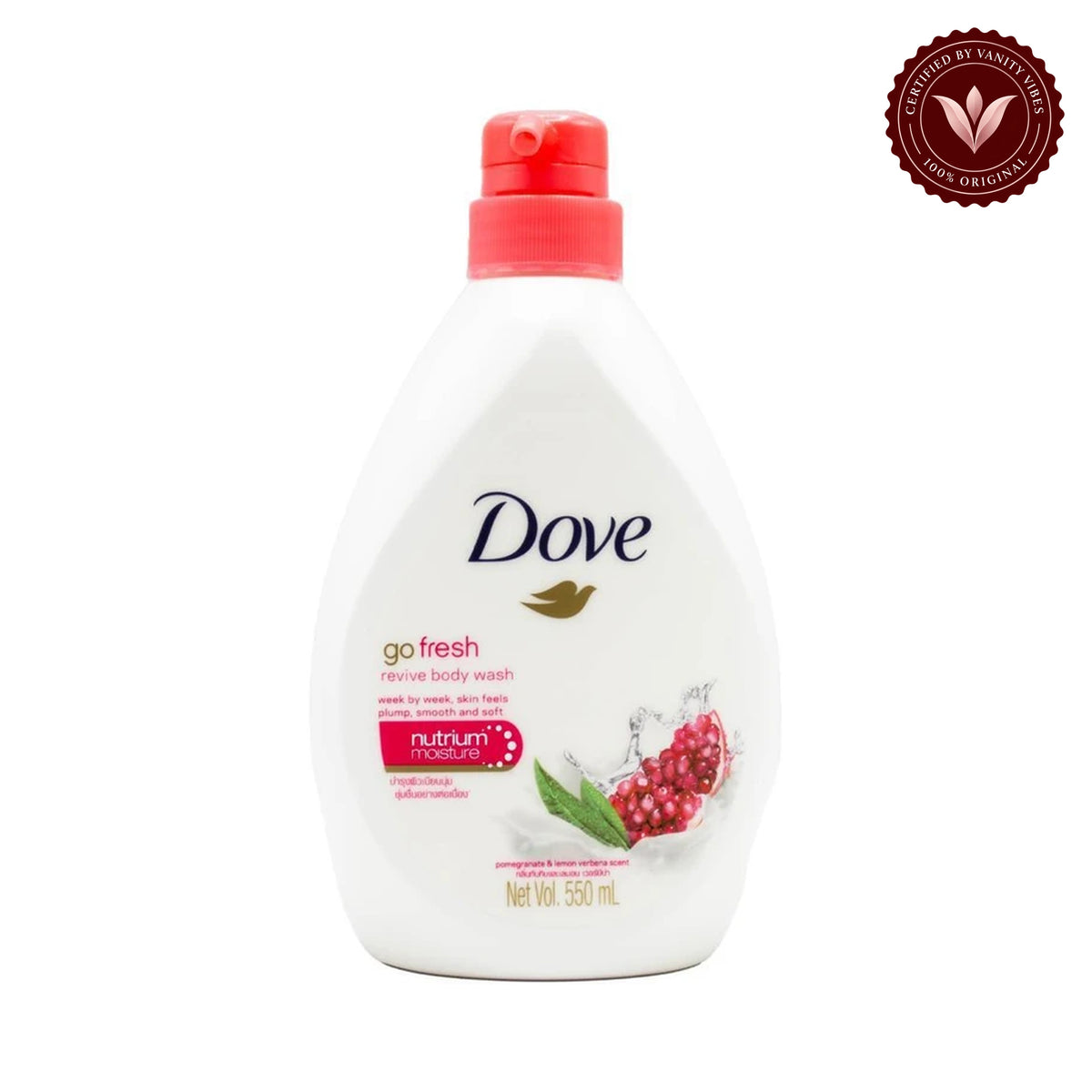 Dove Go Fresh Revive Pomegranate & Lemon Verbena Body Wash 550ml — alternate view, white background