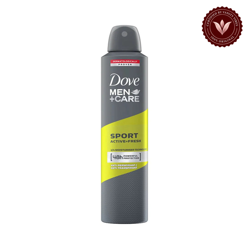 Dove Men+Care Sport Active+Fresh Anti-Perspirant Deodorant Spray for Men 250ml — alternate view, white background