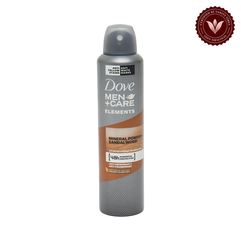 Dove Men+Care Elements Mineral Powder+Sandalwood Bodyspary 250ml — alternate view, white background