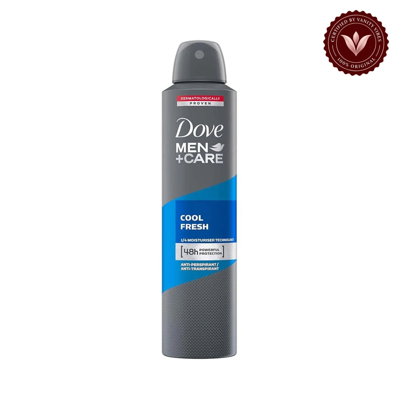 Dove Men+Care Cool Fresh Anti-Perspirant Deodorant Spray for Men 250ml — front view, white background
