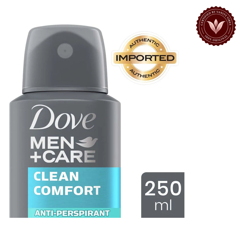 Dove Men + Care Clean Comfort Antiperspirant Deodorant Spray 250ml — alternate view, white background