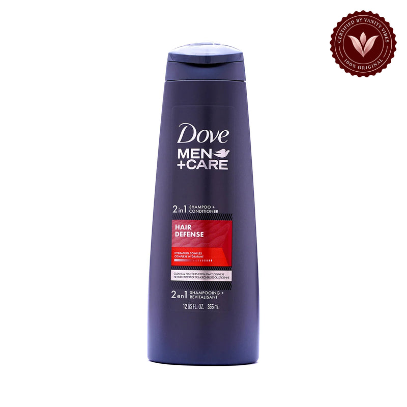 Dove Men + Care 2 in 1 Shampoo + Conditioner Hair Defense 355ml — front view, white background