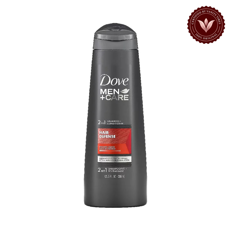 Dove Men + Care 2 in 1 Shampoo + Conditioner Hair Defense 355ml — alternate view, white background