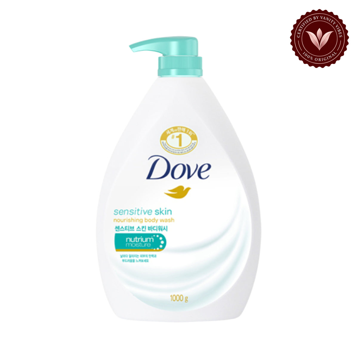 Dove Sensitive Skin Moisturising Body Wash 1000g — front view, white background