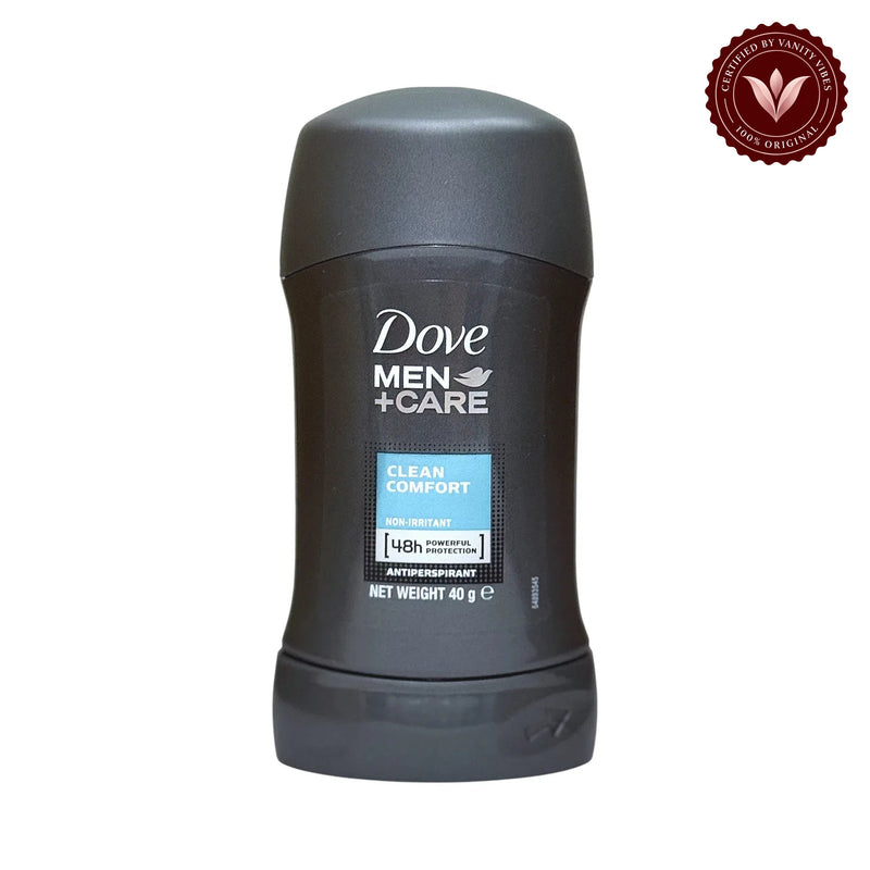 Dove Men+Care 48H Clean Comfort Antiperspirant Deodorant Stick 40g — alternate view, white background