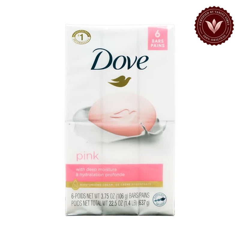Dove Soap Pink / Rosa With Deep Moisturiser Beauty Bar 106g (Pack of 6 Soap Bars) — alternate view, white background