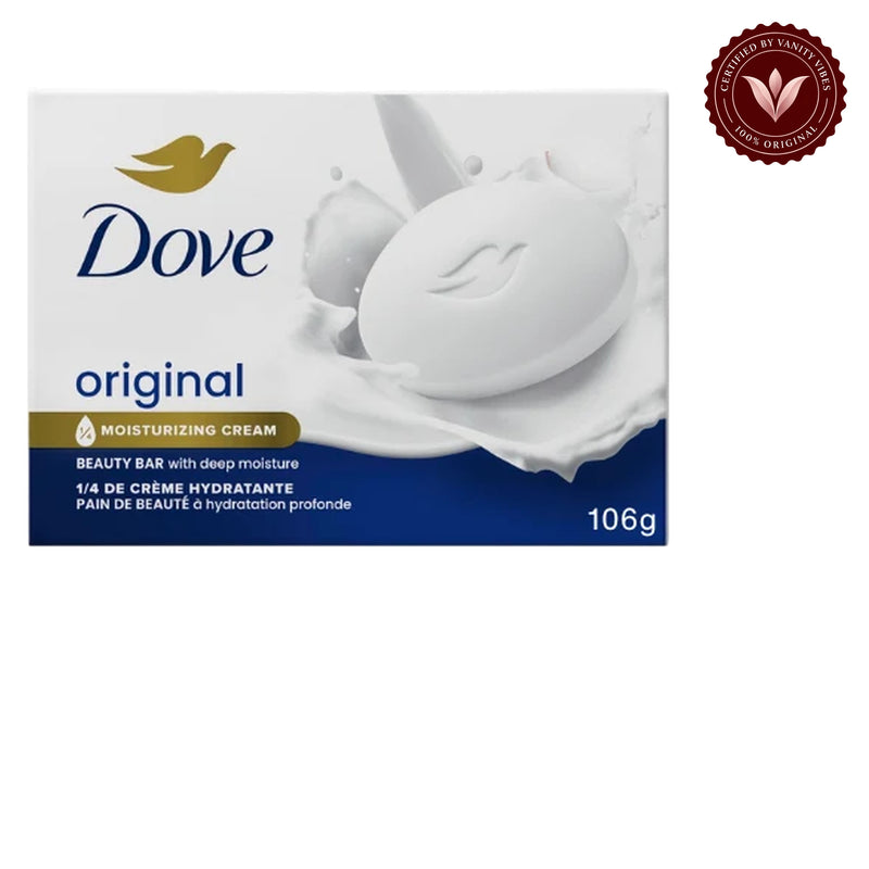 Dove Original Moisturizing Cream Beauty Bar With Deep Moisture 106g (Pack of 6 Soap Bars) — alternate view, white background
