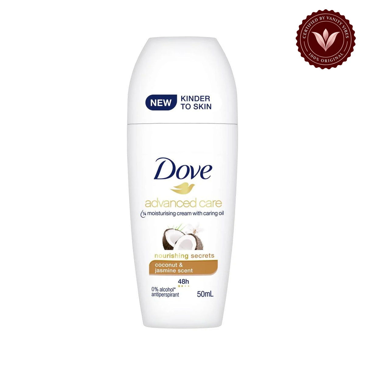 Dove Advanced Care Anti perspirant Coconut & Jasmine Roll On 50ml — front view, white background