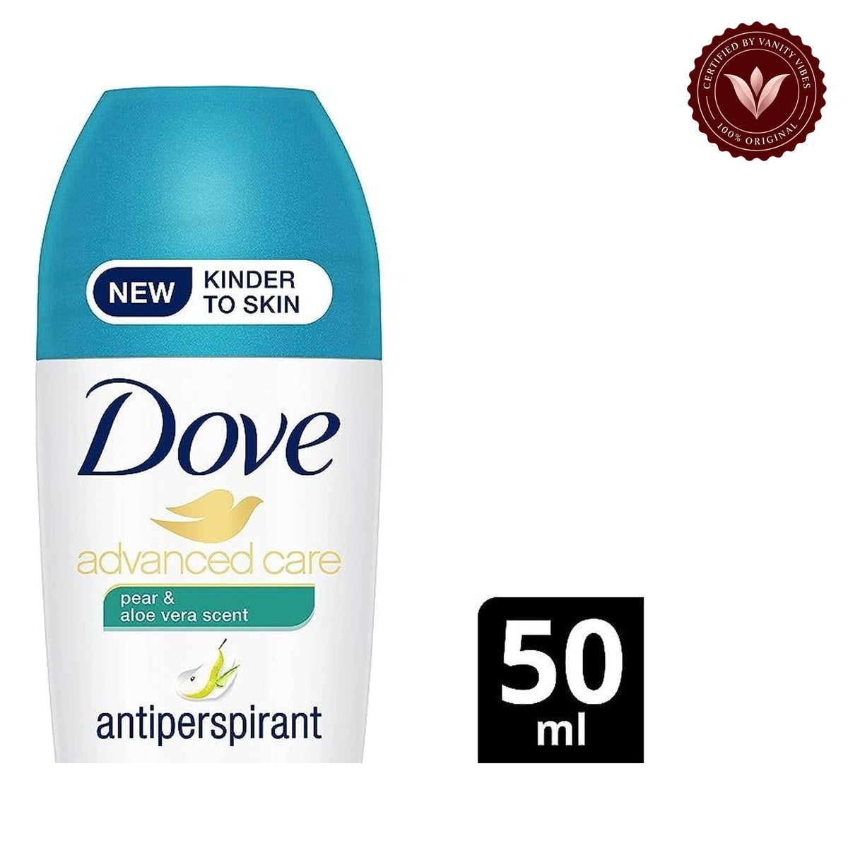 Dove Advanced Care Anti Perspirant Pear & Aloe Vera Roll On 50ml — alternate view, white background