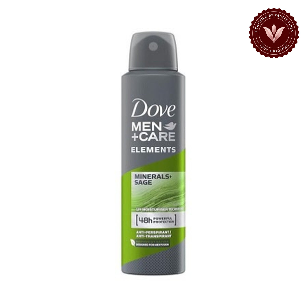 Dove Men + Care Elements Minerals & Sage antiperspirant deodorant spray with 48-hour protection for Men 150ml — alternate view, white background