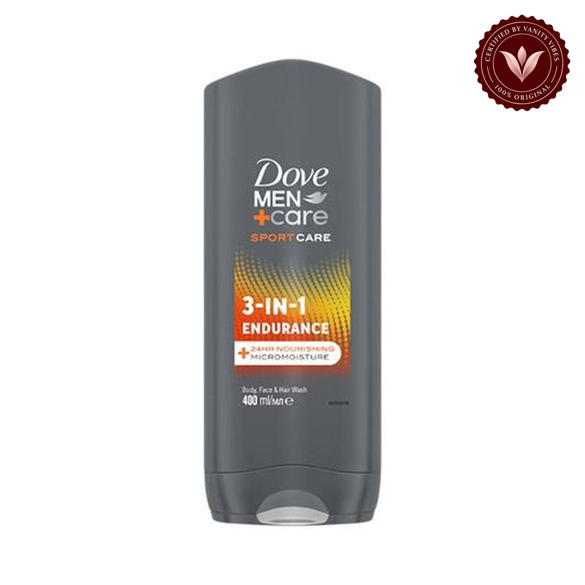 Dove Men+Care Sport Care 3-in-1 Endurance Body Face & Hair Wash 400ml — alternate view, white background
